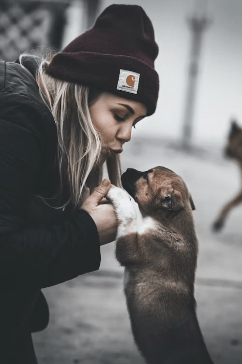 A-young-lady-holding-hands-of-a-puppy