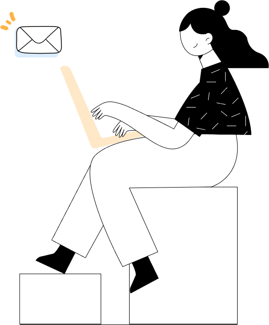 Woman using laptop illustration