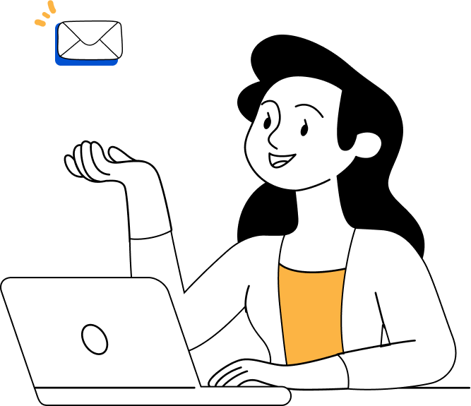 Illustration of a woman catching envelope